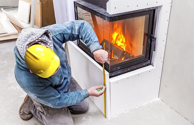 Brandschutzwand um Kamin
