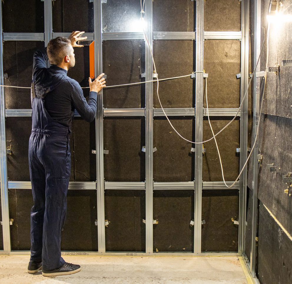 Wand in Konstruktion für Schallschutzisolierung