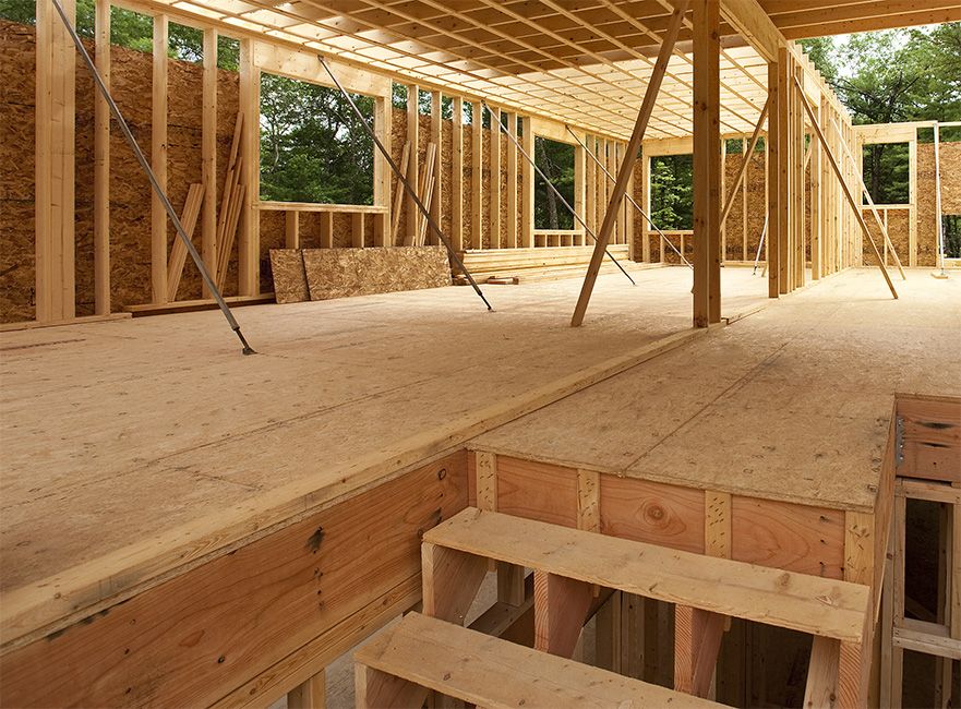 Holzplatten in einer Konstruktion